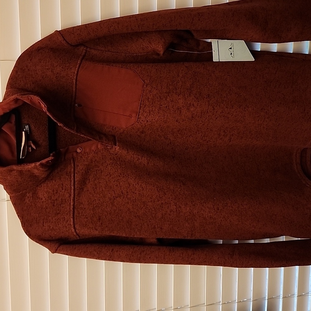American Outback Somerset Mens Sweater Fleece Qtr Snap XL Rust